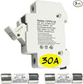HQRP Combo: 1-Pack Solar PV CFPV-32 DIN Rail Fuse Holder, 1-32Amp, 1000VDC and 2-Pack Photovoltaic Fast Acting Fuse Links CFPV-1038, gPV Type, 30 Amp 1000V DC, 10x38mm, 20kA IR, Solar PV Ceramic Fuses