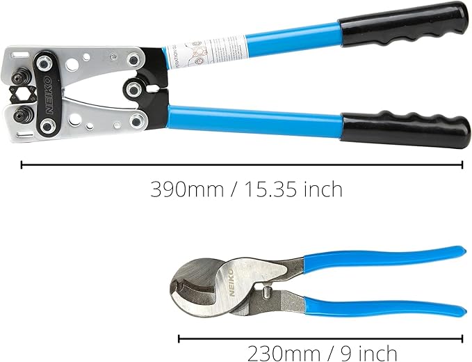 NEIKO 02039A Lug Crimping Plier and Cable Cutter Set, Battery Cable Crimping Tool, 8-0 AWG, 6mm - 50mm, Electrician Wire Crimper Tool