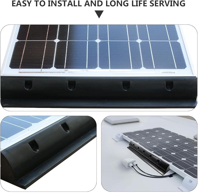 Solar Panel Bracket Kit 2Pcs Solar Panel Mounting Rail, End Clamps for Tin Flat Sheet Roof,Marine Caravan Motorhome RV Roof Installation Clamps Black