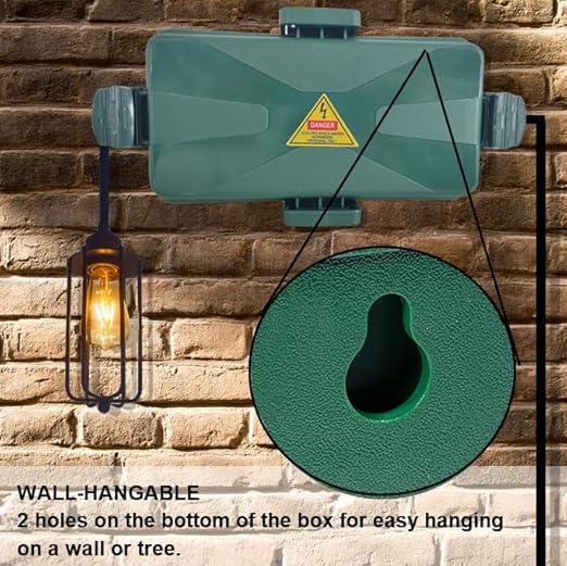 Outdoor Electrical Box Waterproof IP54 Extension Cord Cover(Inner 6.5 x 3.5 x 2.2inch) Wall-Hangable Box for Plug, Halloween, Christmas String Lights, Weatherproof Connection (1 PCS Green)