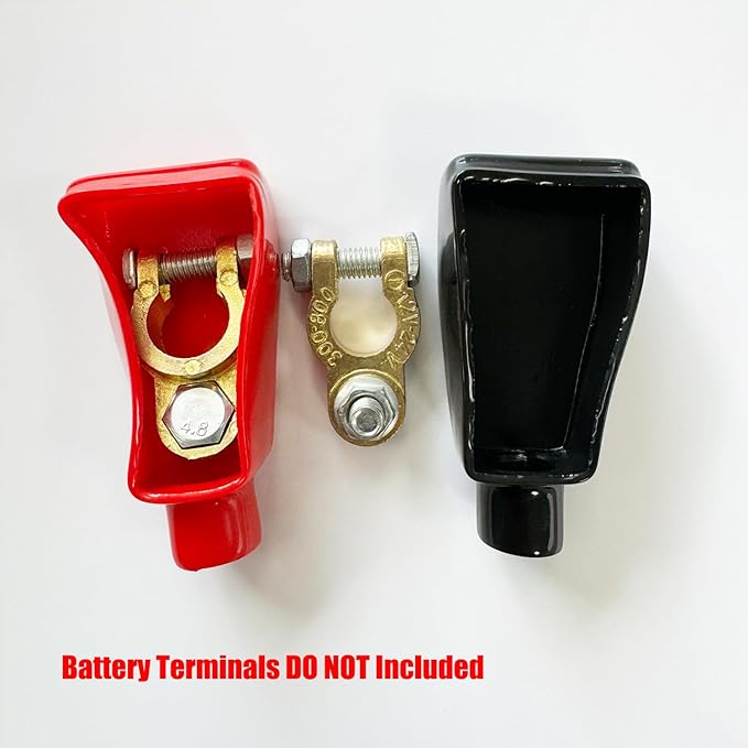 Ampper Top Post Flexible Battery Terminal Cover, Battery Terminal Clamp Insulator Protector W/Washers for Car, Vehicle, RV and Boat (Large, 4 Sets)