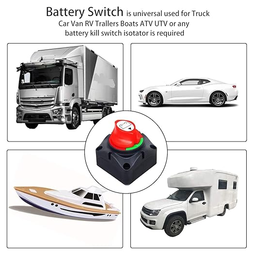 Battery Disconnect Switch, Gioyonil 12-48V Master Power Cut Shut Off Isolator 275Amps Camper Travel Trailer Switch for Car RV ATV Boat Marine Truck, 2 Pack