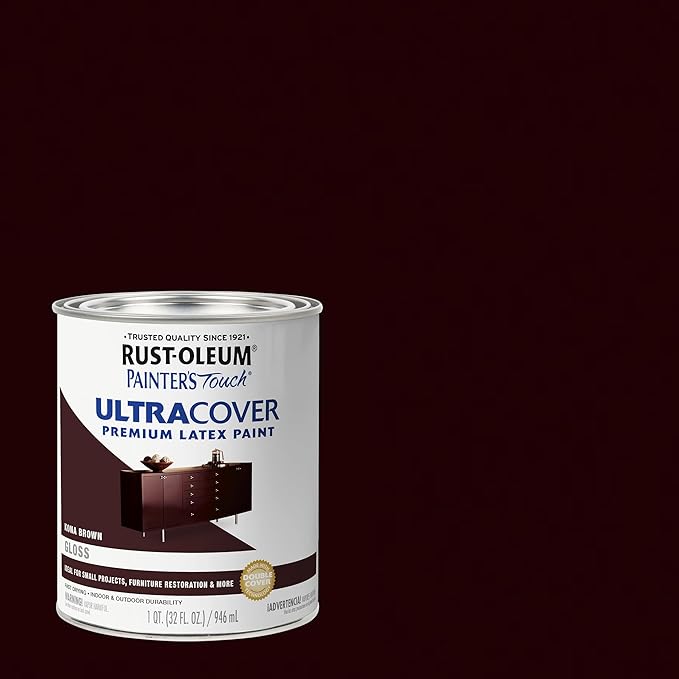 Rust-Oleum Brush On Enamel Paint 1977502 Painters Touch Latex, Gloss Kona Brown, 32 Fl Oz (Pack of 1)