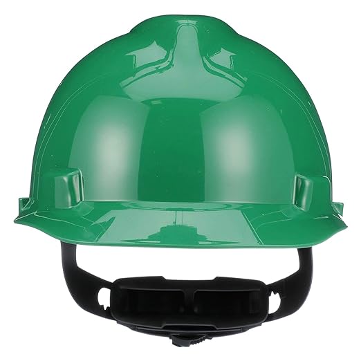 MSA 475362 V-Gard Cap Style Safety Hard Hat With Fas-Trac III Ratchet Suspension | Polyethylene Shell, Superior Impact Protection, Self Adjusting Crown-Straps - Standard Size in Green