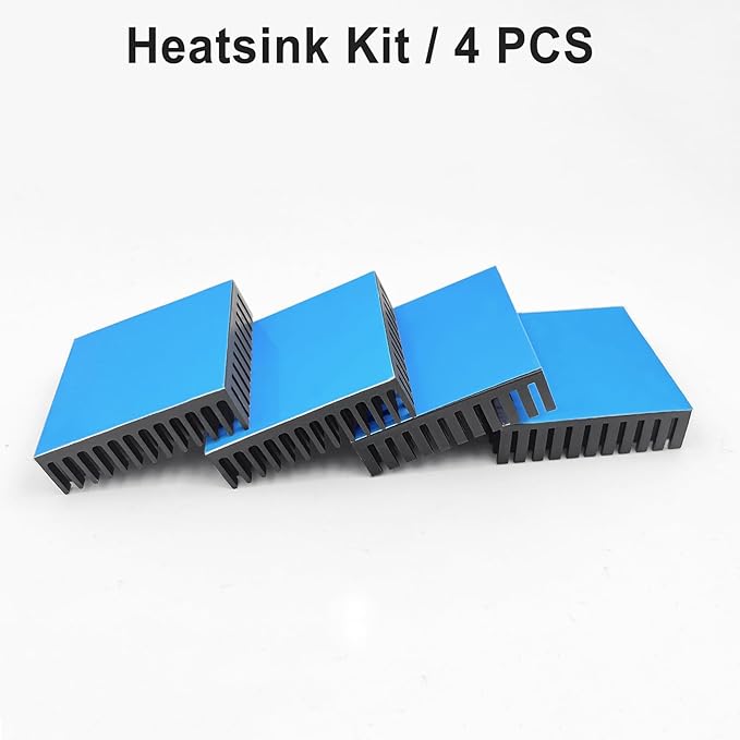 4PCS 40mm Aluminum Heatsink 40x40x11mm + Thermal Conductive Adhesive Tape, Heat Sink Radiator Cooler Cooling Fins for 3D Printer Stepper Motor Drive Thermoelectric Peltier Module Computer Electronic