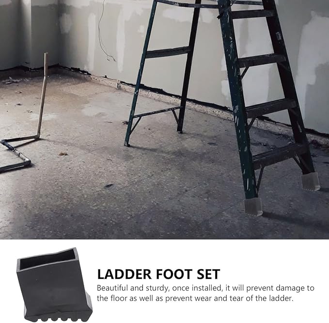 DOITOOL Werner Ladder Accessories 2Pcs Step Ladder Foot Covers Non Slip Ladder Feet Mat Folding Ladder Feet Rubber Pads Covers Ladder Foot Pads Ladder Leg Caps - Inner Size: 2.36 x 1.18 inch (Black)