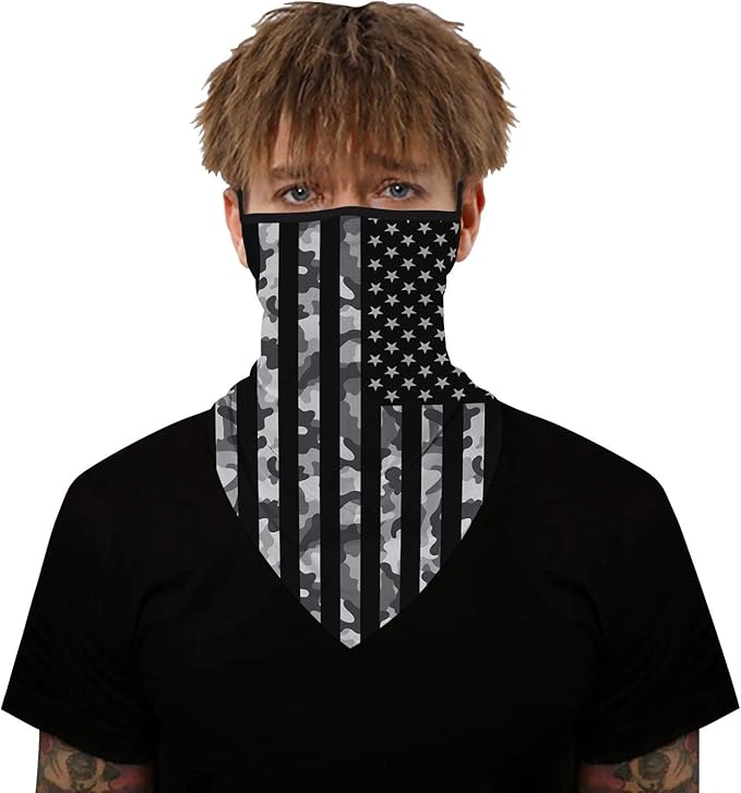 YAYOUREL Neck Gaiter Face Mask Bandanas for Men Women UV Face Scarf Cover Ear Loop Hole Facemask for Fishing Running Cycling