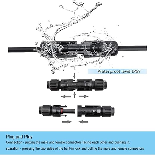 10 Pairs Solar Connectors M-C-4 Male/Female IP67 Waterproof Solar Panel Cable Connectors with Spanners