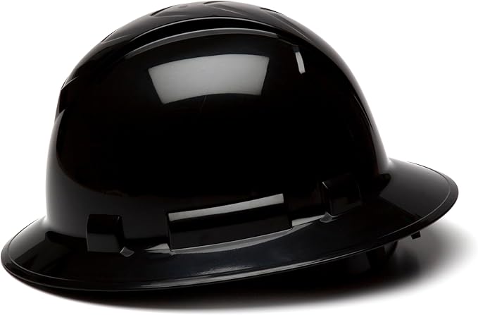 Pyramex Ridgeline Full Brim Hard Hat 4 Point Ratchet Black