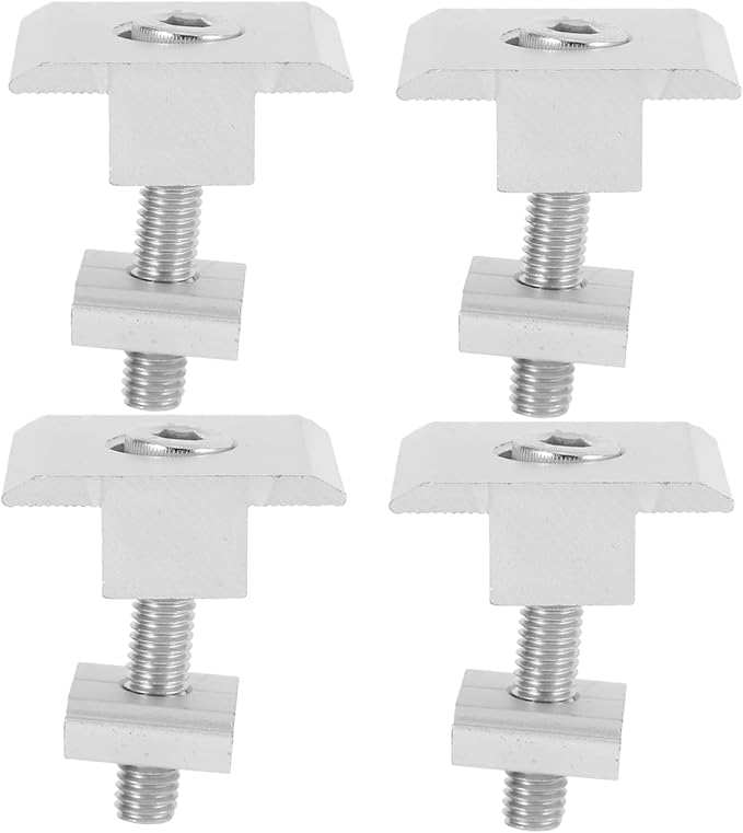 4pcs Solar Panel Mid Clamp Nuts Bolts Solar Mounting Brackets Shaped Mid Clips for Installations