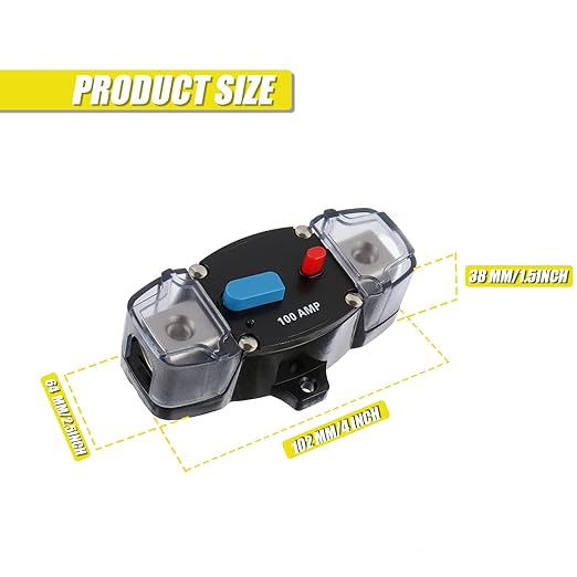 100A 12-48 Volt DC Self Recovery Circuit Breaker with Manual Reset Button for Automotive Rv Marine Boat (100Amp)