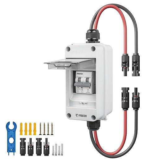 Solar Panel Disconnect Switch 16A 400V DC/AC PV Disconnect Switch Miniature Circuit Breaker with Waterproof Enclosure for Solar PV Homes Batter (16 Amp)