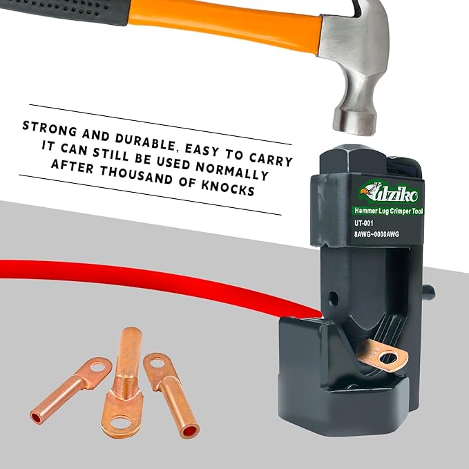Hammer Lug Crimper Tool for 8 AWG - 0000 AWG Battery and Welding Cables