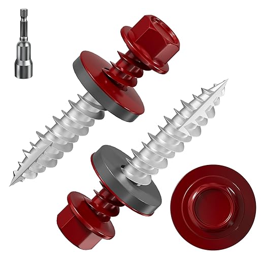 # 3/16 * 1 "225PCS 2lbs Red Hexagonal Metal Sheet roof Screws, # 10 * 1 with EPDM Washer and Hexagonal self Tapping, Used for Metal to Wood and Corrugated Roofs. 5 * 25mm