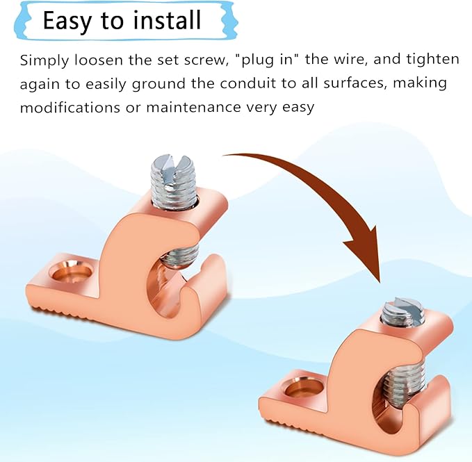 Swess 10 Packs Pool Bonding Lug, Screw Terminal, Copper, 4 AWG, 4-14 Wire Range