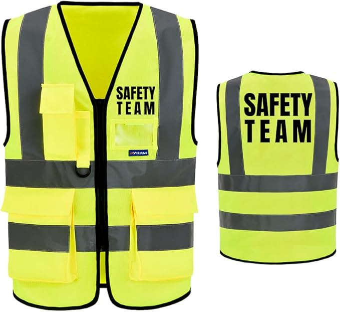 Reflective Security Safety Vests Heavy Duty with 7 Pockets and Front Zipper