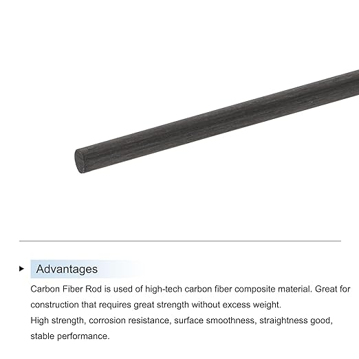 MECCANIXITY Carbon Fiber Rod, 6mm x 400mm Carbon Rod Bar for RC Plane DIY Craft Kite Wing Tube Quadcopter Arm Repair Pack of 5