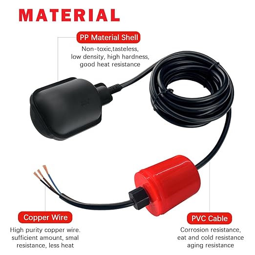 Professional Float Switch(Plugless), Water Level Controller with IP68 Protection, Auto-Adjusting Liquid Sensor for Tank Pump, Water Tank, Sewage System,with Counterweight (9.8-Ft)