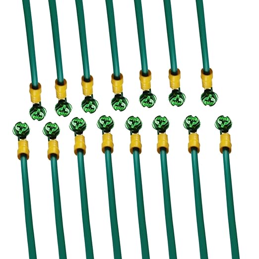 Grounding Pigtail: 12AWG Green Stranded Copper Wire, 8-Inch Length, with 10/32 x 3/8 Green Screw - Quick 5-Second Installation(15 Pack)