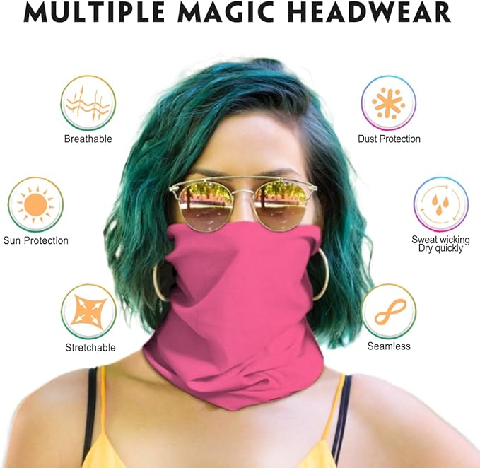 Venswell Neck Gaiter Face Mask Men Women,Seamless Bandana Rave Face Cover Scarf Mask,Balaclava,Headband, Head Wrap,Headwear