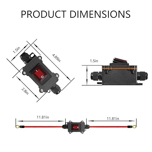Series Switch DC 12V-24V Dual-Pole Single-Throw Bidirectional Wiring Switch DC Waterproof IP67-Rated Series Switch Suitable for RVs, Cars, Motorcycles, and Other Applications