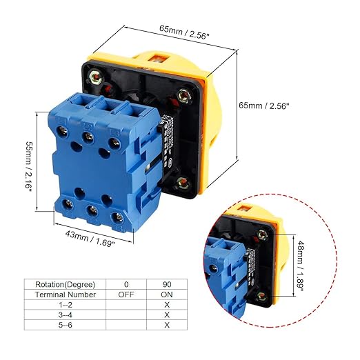 Changeover Switch SYW30-25 2 Positions 6 Terminals Universal Rotary Cam Selector Latching Switches 660V 25A