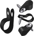 mankk 100PCS 1/4 Inch Rope Light Clips P-Style Mounting Clips Plastic Cable Clamps with Compatible Stainless Steel Pan Head Phillips Screws for Wire Management M-034-BK-LS