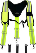 Heavy Duty Tool Belt Suspenders for Men 3 Point Padded Suspenders with Attachment Loops for Men