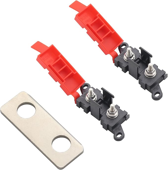 2way Midi Fuse Holder Car Audio Marine Boat Brass Fuse Block with Midi Fuses 100A 60A 30A Silicone Rubber Cover