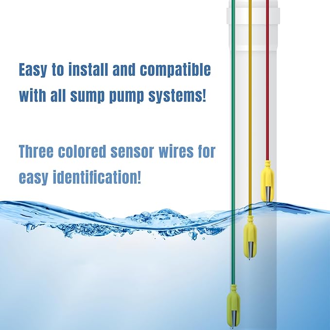Hi-Lo Sensors, Precision Monitoring for Optimal Water Management, Prevents Flooding in Fish Tank, Swimming Pools, and Other Areas, 16 ft