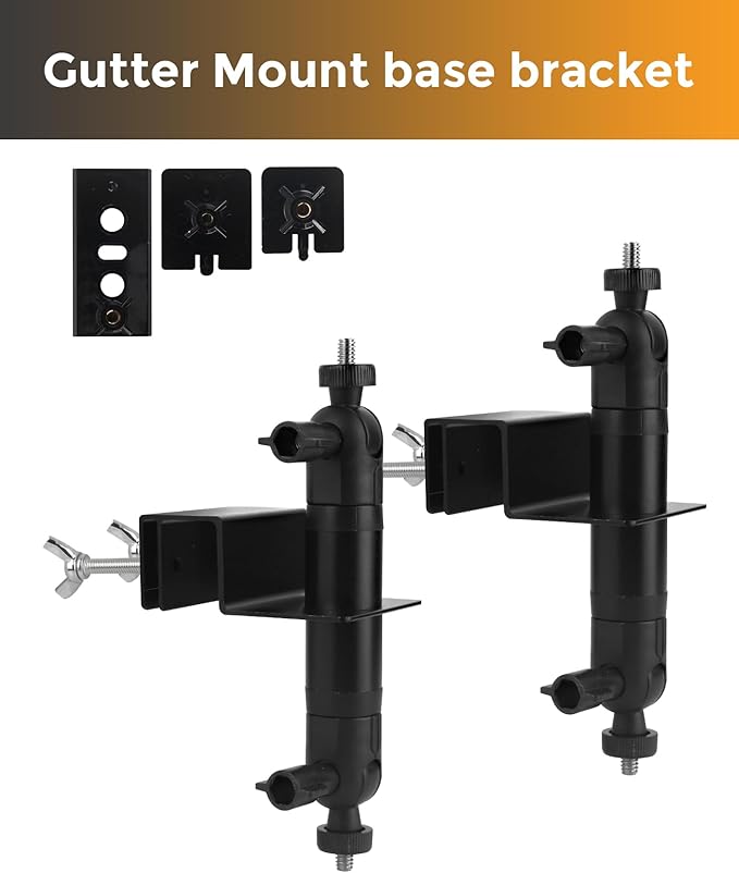 2-in-1 Gutter Mount for Battery Video Cameras & Solar Panels – Adjustable 360° Rotation, 90° Tilt, No-Drill Outdoor Mount for Stick Up Cam, Spotlight Cam, Solar Panel, 2 Pack
