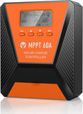 60A MPPT Solar Charge Controller 12V/ 24V Solar Panel Charge Controller Intelligent Regulator for FLD/LiFePO4/SLD/GEL/AGM with Dual USB Port Auto Parameter LCD Display and Timer Setting ON/Off Hours