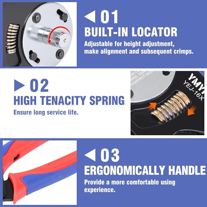 Deutsch Closed Barrel Crimper Size 16,4 Way Indent,8 Impression Type for Deutsch Solid Contacts Gage 18-14 AWG(YEJ-16X)