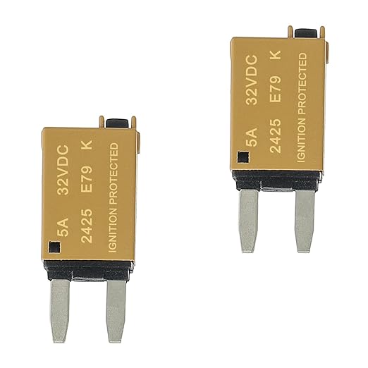 5A DC 12V-32V Manual Reset Circuit Breaker ATM Low Profile T1 Mini Blade Fuses Breakers for Car Trucks Marine Boat RV Solar and More,2 Pack