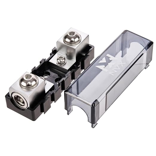 NVX XFMANL 1/0 to 4 Gauge ANL/Mini-ANL Modular Inline Fuse Holder – Linkable Fuse Block with Solid Brass Construction and High-Temp Housing – Car & Marine Audio Circuit Protection