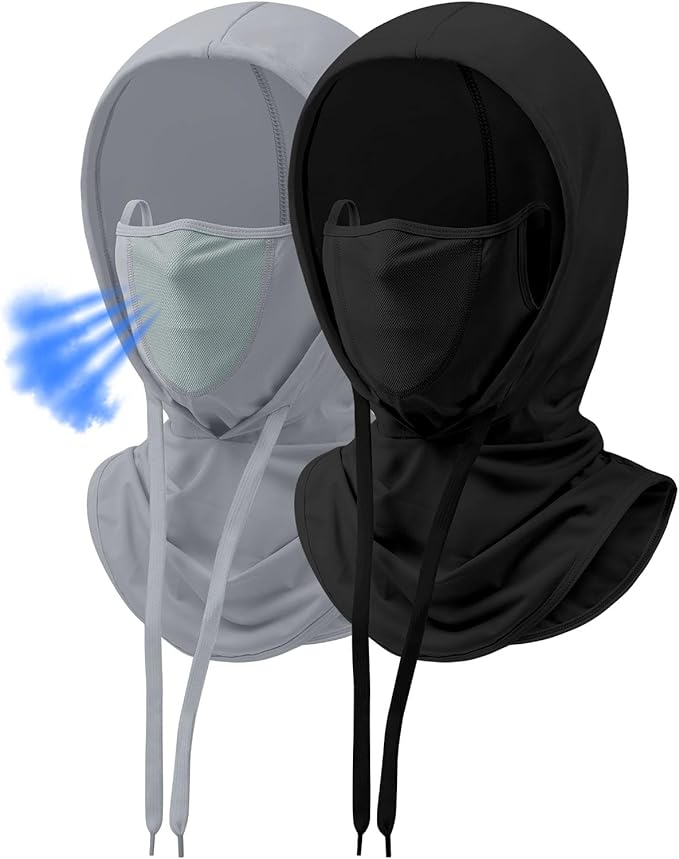 3 in 1 Summer Cooling Balaclava Hood Face Mask with Ear Loops Men Women Sun UV Protection Breathable Full Head Cover