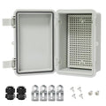 Waterproof Electrical Box Outdoor IP65 Plastic Junction Box Project Boxes for Electronics Hinged Shell Enclosure with Mounting Plate, Wall Brackets, Cable Glands 5.9" x 3.9" x 2.8"