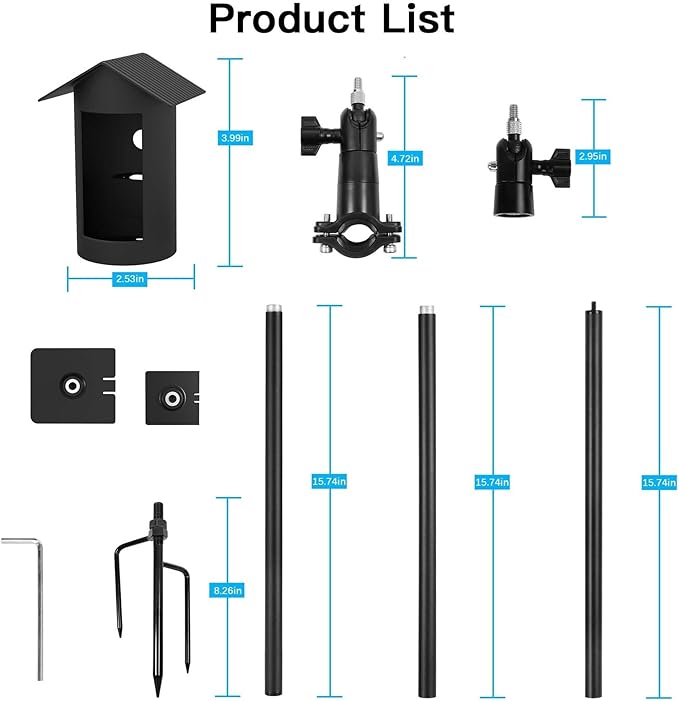 2 in 1 Metal Ground Stake Mount for R-ing Outdoor Cam Plus and Solar Panel, 48 Inch Heigh, with Weatherproof Silicone Cover, 360 Degree Adjustable Camera Mount for Yard