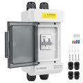 Solar Panels Disconnect Switch 40A 400VDC PV Shut Off Switch Outdoor 1 in 1 Out Circuit Breaker Box IP66 Waterproof UV-Proof