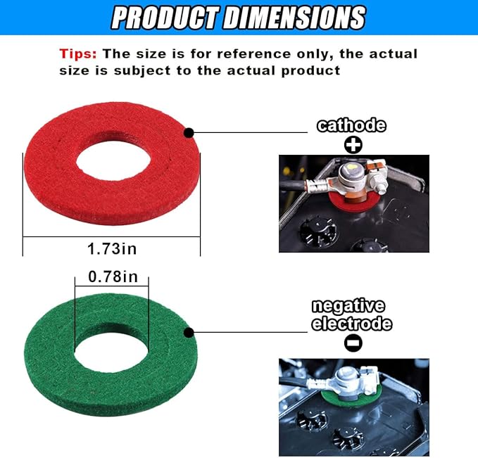 12PCS Battery Terminal Anti Corrosion Washers, 6 Red and 6 Green Battery Top & Side Terminal Protector, Universal Fiber Shim Accessories for Cars (Red/Green)