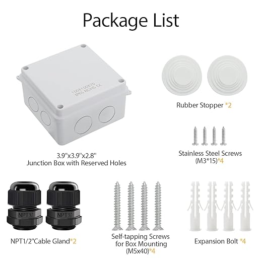 LeMotech Junction Box, Electrical Box IP65 Water Resistant Dustproof ABS Plastic Project Enclosure for Electronics White, External Size 3.9 x 3.9 x 2.8 inch