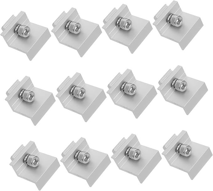 Happyyami 12pcs Solar Panel Fixing Clips Bracket Clamps for Secure Solar Panel Mounting Versatile Design for Various Photovoltaic Systems Outdoor Use