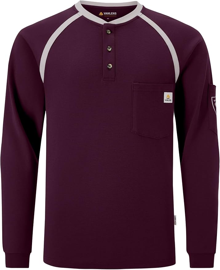 FR Shirts for Men Flame Resistant Shirts 6.5oz Light Weight Long Sleeve Fire Retardant Shirts CAT2/HRC2