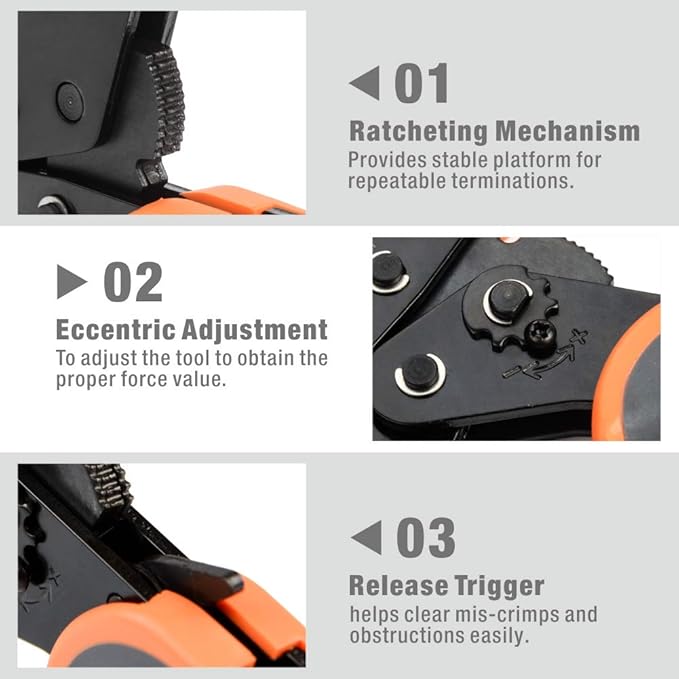 iCrimp Ratcheting Crimping Tools, Heat Shrink Connectors Crimper, AWG22-10 Wire Terminals Crimper Tool for Insulated Nylon Connectors and Electrical Wire Connectors
