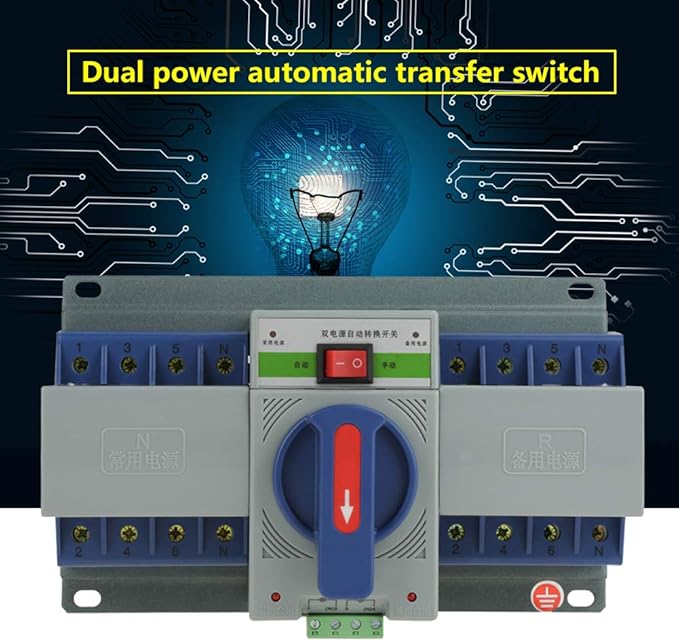 Oumefar Generator Transfer Switch 63A 4 Pole DIN-Rail 220V Automatic Change Over Switch for Power Supply Self Cast Con