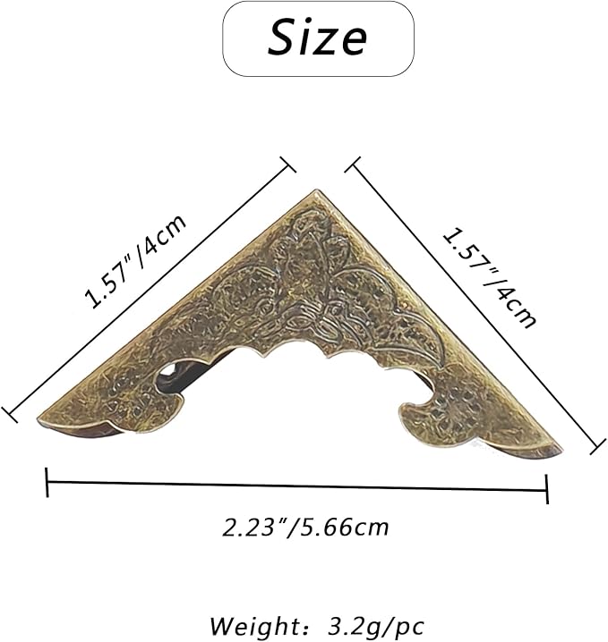 30Pcs Metal Corner Protector, 40mm Corner Protectors, Cabinet Corner Protectors, Decorative Vintage Album Corner Protector, Corner Edge Cover for Book Menu Furniture Table Edge