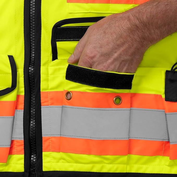 Ironwear 1278FR-L-06-3XL ANSI Class 2 Flame Retardant Polyester Surveyor SAFETY Vest with 2" Silver Reflective Tape, Lime, 3X-Large