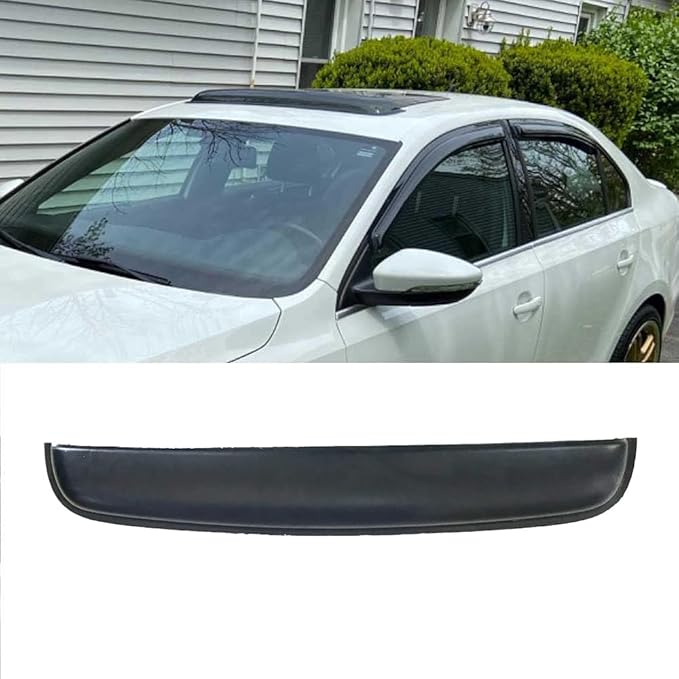 34inch Universal Shatterproof Sun Rain Guard Rainroof Wind Deflector,Tape On Dark Smoke Tint Auto Moonroof Window Visor Fit For The Sunroof Which Is Not Wider Than 32.8",Rainy Weather Protection RN88