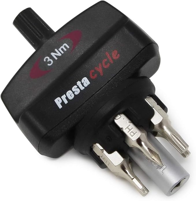 Prestacycle Mini Bike TorqKeys - Preset Torque Tool w/6 Bits & Holder – Compatible with Standard 1/4" hex bit - Choose from Sizes: 3Nm, 4Nm, 5Nm.