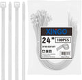 XINGO 24 inch White Zip Ties Heavy Duty (100 Pack), 60lb Tensile Strength, UV Resistant Cable Ties for indoor and outdoor use